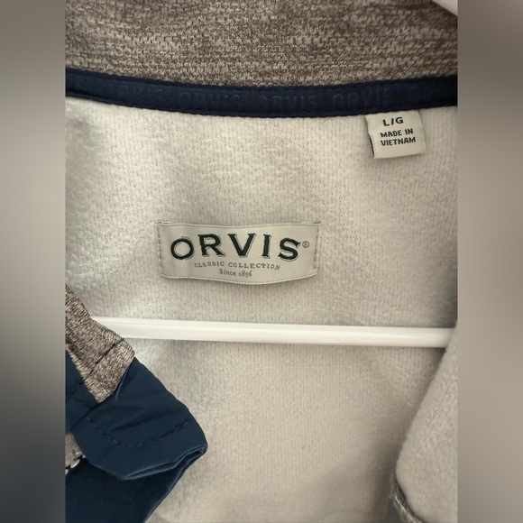 Orvis Mens Bonded Blue Gray Mesh Fleece Full Zip Jacket LG Outdoor Pockets Warm - Picture 5 of 10